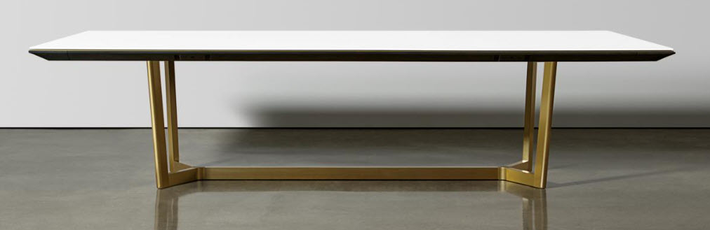 First Class Conference Table, Reverse Knife Edge - Bronze Metal Base